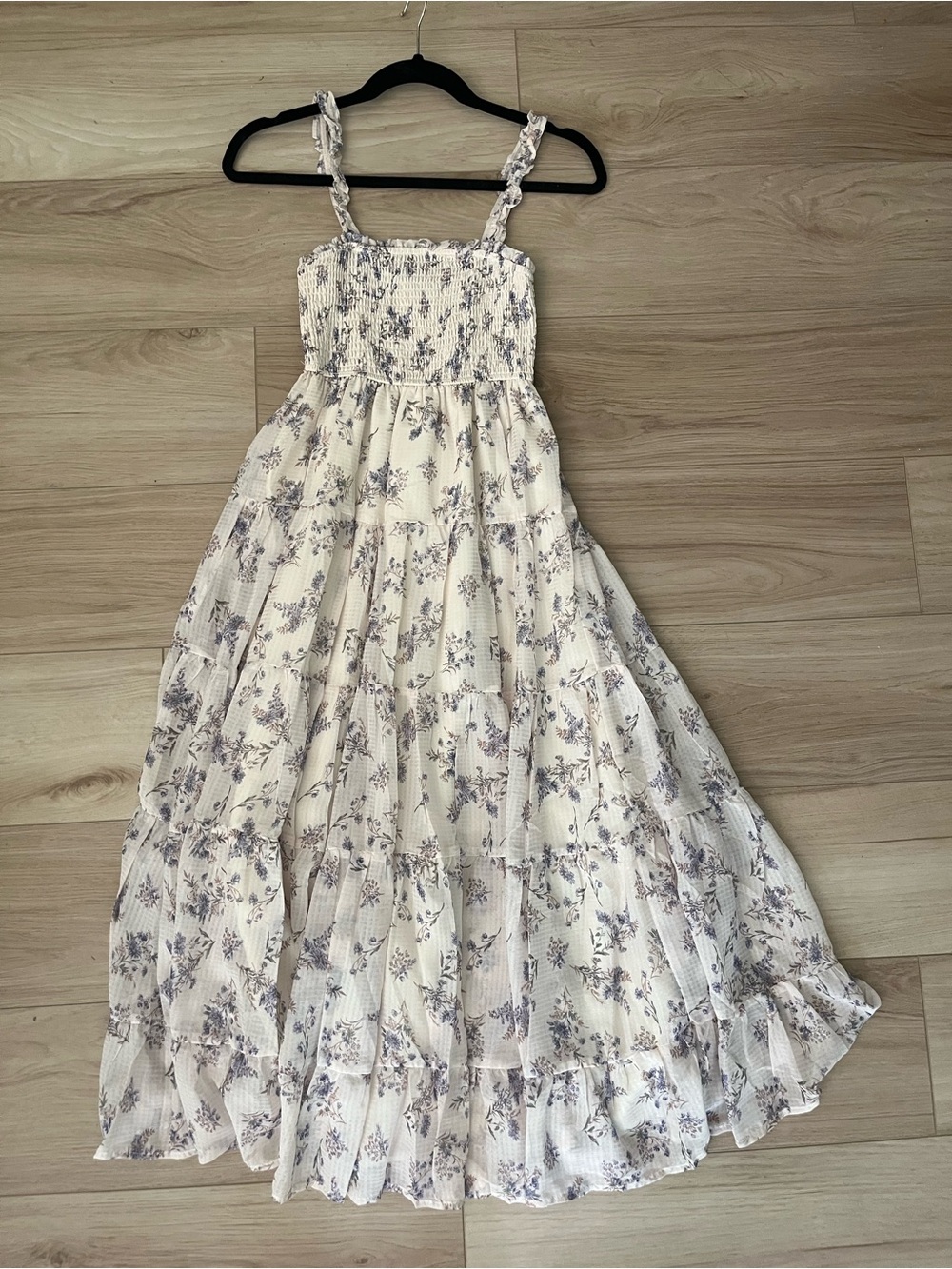 Altar'd State Cream Maxi Dress with Lavender Floral Print